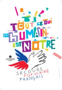 Atention: logo ! Le logo du Secours populaire français par Grapus. Du 16 novembre 2018 au 24 février 2019 à Lyon. Rhone.  10H30